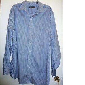 Jack Victor Men's Reflex Stretch Coolmax Button Down Shirt 18 36/37 Blue stripe